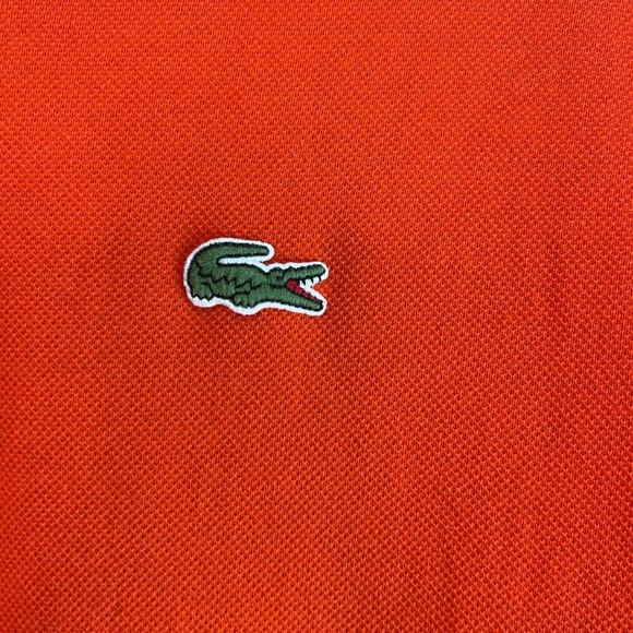 Lacoste Mens Classic Fit Polo Shirt Orange Red Embroidered Logo Short Sleeve M - Picture 5 of 11